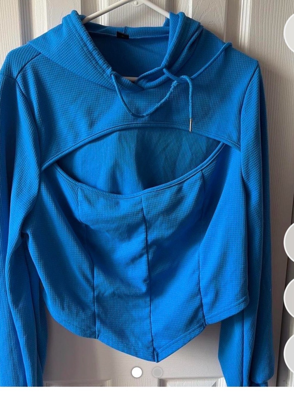 SHEIN Curve Blue Workout Ribbed Hoodie w/ Cut Out Chest. Sz 3x